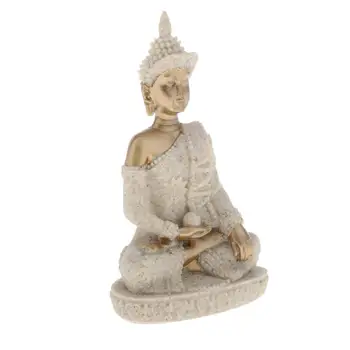 11 cm Priroda Pješčenjaka Indija Kip Buddhe Фэншуй Sjedi Buda Skulptura Figurice Vintage Home Dekor Yoga i Zen Meditacija