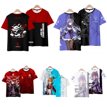 2021 Genshin Impact Anime majica s igra lik s po cijeloj površini t-Shirt kratki rukav Klee Keqing Lisa Barbara Amber Muška ženska odjeća