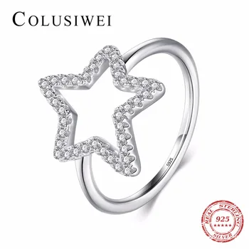 2021 Nova Moda Crystal CZ Klasični Ovom Srebro 925 Sterling Zvijezde Cirkon Prsten za Vjenčanje Nakit za ruke Za žene Večernje prsten