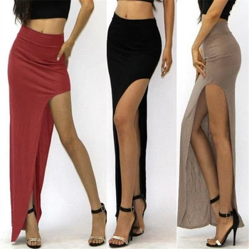 2021 Nova suknja s visokim strukom ženske Seksualne duge suknje Dama Novost sa otvorenim bočnim prorezom visokim strukom s visokim prorezom Duge maxi suknje 3