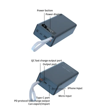 2021 Novi baterijski paket za Napajanje Torbica-Držač punjača Dual USB LCD zaslon Podrška Brz i bežični punjač 12*18650 Kućište baterije