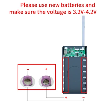 2021 Novi baterijski paket za Napajanje Torbica-Držač punjača Dual USB LCD zaslon Podrška Brz i bežični punjač 12*18650 Kućište baterije 2