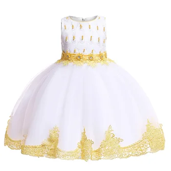 2021 Večernjih haljina za djevojčice s perlicama Elegantne dječje haljine za djevojčice Odjeća Dječja čipkan haljina-svežanj Princeza vjenčanicu 9 10 godina