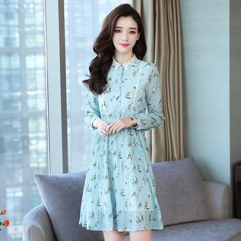 2022 Korejski slatki cvjetni шифоновые mini haljine Ljetne Berba Plus Size Plava odbojka na сарафан Ženske oblikovana elegantne večernje haljine