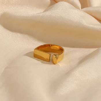 2022 Novi Vanjski Veličina Geometrijski Oblik Štap Zlatni Prsten Od Nehrđajućeg Čelika, 18k Pozlaćeni Prsten Za Žene Ženske Zlatni Nakit 4