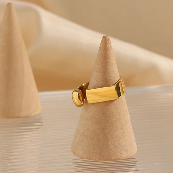 2022 Novi Vanjski Veličina Geometrijski Oblik Štap Zlatni Prsten Od Nehrđajućeg Čelika, 18k Pozlaćeni Prsten Za Žene Ženske Zlatni Nakit 5