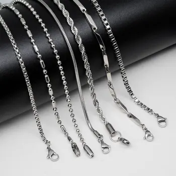 3 MM 7 Stilova 60 cm Posrebreni Lanac od nehrđajućeg čelika Za žene, muškarce, djevojke, ogrlice za hip-hop, Ogrlice s privjescima, nakit 2