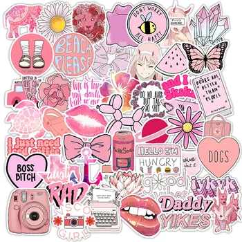 50 kom. Naljepnice za djevojčice VSCO instagram Pink za laptop Kofer za skateboarding, prtljage, Scrapbooking, Naljepnice, vodootporan dječje igračke