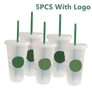 5PCS Plastičnu Čašu sa slamom Reusable Slama Kava Šalica s logom Šalica Hladne Vode za Zurke demitasse Božićne Darove Topla rasprodaja 5