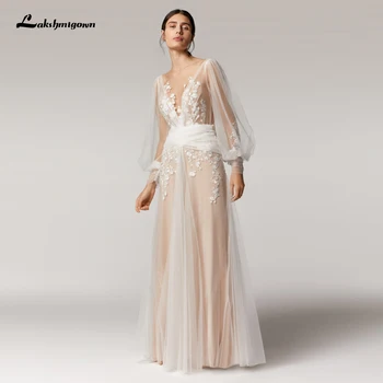 Berba držači vjenčanje haljina boje šampanjca aplikacija dugi rukav vjenčanica Hochzeit Duge haljine 2022 Novi dolazak haljine za zabave