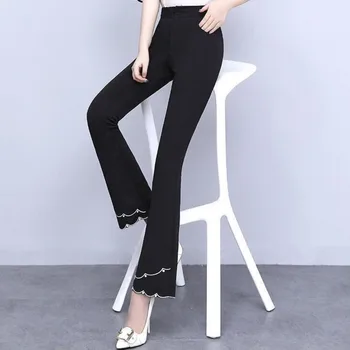 Crne hlače spaljene Tanka ženska odjeća Korejski moda 2022 Hlače s visokim strukom Svakodnevne Uredske formalne Hlače Femme 2021 Novi 0