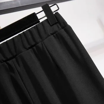 Crne hlače spaljene Tanka ženska odjeća Korejski moda 2022 Hlače s visokim strukom Svakodnevne Uredske formalne Hlače Femme 2021 Novi 4