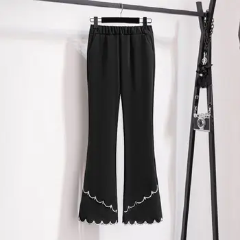 Crne hlače spaljene Tanka ženska odjeća Korejski moda 2022 Hlače s visokim strukom Svakodnevne Uredske formalne Hlače Femme 2021 Novi 5