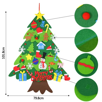DIY Filc Božićno Drvce s led pozadinskim osvjetljenjem Božić Dječji poklon Igračke Vrata Zidni Ukras Božićnih Ukrasa Za dom Navidad