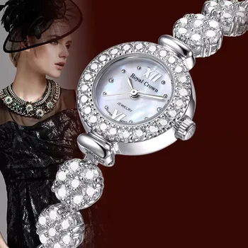 Elegantne trendi ženski nakit sat sa kompletnim kristalima Luksuzni Sat-narukvica od gorskog kristala Vodootporan kvarc rimski ručni sat Lotus