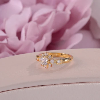 Fin nakit Prstenje za žene Čistog Srebra 925 sterling Cvijet Kubni Cirkonij Zlatni Prsten za mladence Angažman Angažman Boje Анилло 3