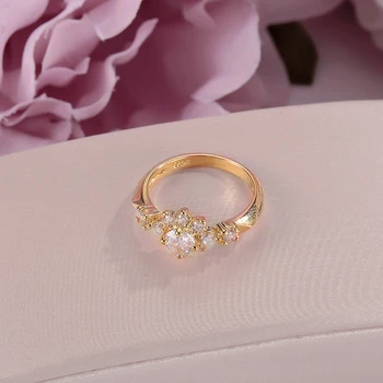 Fin nakit Prstenje za žene Čistog Srebra 925 sterling Cvijet Kubni Cirkonij Zlatni Prsten za mladence Angažman Angažman Boje Анилло 5