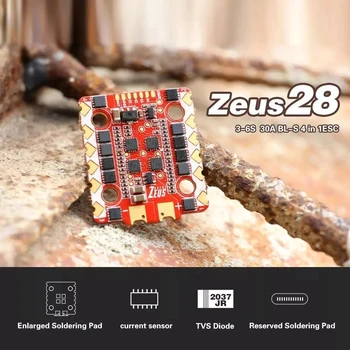 HGLRC Zeus F728 F730 F745 STOG 3-6 S 20x20 mm MPU6000 F722 Kontrolor leta 30A BL32 4в1 ESC za FPV Utrke Trutovi rezervni Dijelovi 4