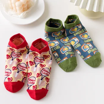Japanski Stil Kawai Crtani Ženske Čarape Pamučne tanke s slatka mačka Zabavne čarape na svojim gležnjeva Ženske na Proljeće Ljeto Jesen 42501