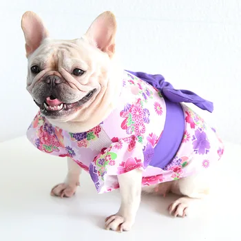 Kimono Stil Debela Odjeća za pse Odjeća za pse Corgi Mops Pink je Crne Boje Xs-xxl Dimenzije Odjeća za Mlade Srednjih Pasa Odijelo psi