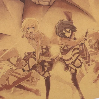 KRAVATA LER Popularna Klasična Japanska Anime Napad na Titan Home Dekor Retro Grafike Plakata Naljepnice za zid od Kraft papira