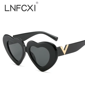 LNFCXI 2022 Novi dolazak Trendy Sunčane naočale Love Heart Za žene Brand Dizajner Berba Ženski V Nijanse gradijent ispunjava sunčane naočale