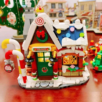 LOZ 788 kom. Mini Božićni Kuća Model je Gradbeni Blok Djed Mraz Snjegović Lutke Arhitektura Postavlja Cigle DIY Dječje igračke, Pokloni