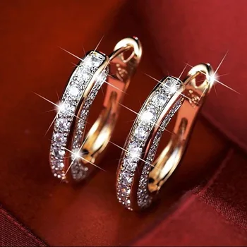 MFY Vruće Klasični 3 Stila Okrugle Naušnice-prsten od bijelog Циркона za žene Zlato/Rose gold/Silver Boja Ženski nakit za Vjenčanje pokloni