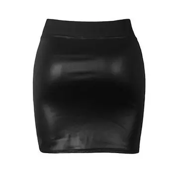 Nova moda Donje seksi haljina Crna umjetna koža Olovka Maksi haljina sa visokim strukom Mini Ženska suknja suknja-olovke, Vanjska odjeća jesen 2