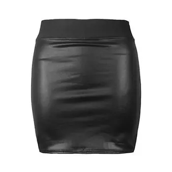 Nova moda Donje seksi haljina Crna umjetna koža Olovka Maksi haljina sa visokim strukom Mini Ženska suknja suknja-olovke, Vanjska odjeća jesen 3