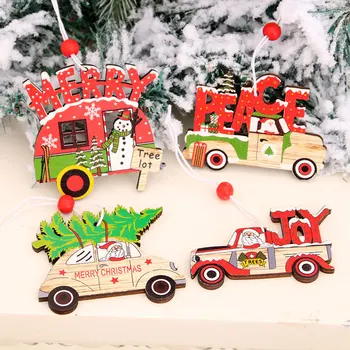 Novi Djed Mraz Obojene Drvene Mali Privjesak Božićni Poklon Dekoracije Božićno Drvce Boje Automobila Uzorak Pribor za unutrašnjost automobila