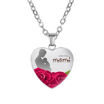 Novi dolazak Jedinstveni Dizajn Ogrlica Za žene Poklon za majčin Dan Za MAMU Rafting Ljubav uzorak Srce Privjesak Ogrlica 2