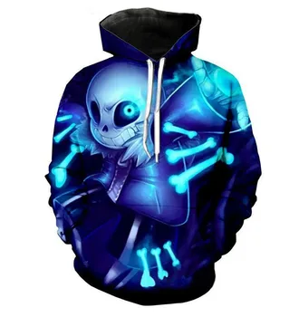 Novi Undertale hoodies Plava lubanju bez slike 3D ispis Jakna Majica Halloween cosplay odijelo
