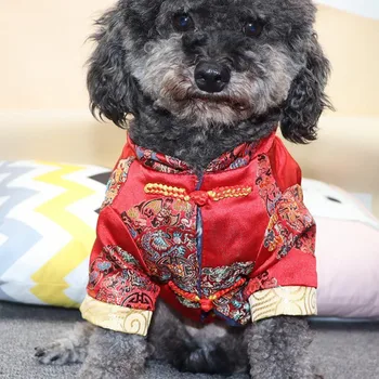 Odjeća za kućne ljubimce Pas Štene Zimska odjeća s vezom u kineskom stilu 2021 Novu Godinu Odijelo i Kaput za Mlade pse Velikih Hoodies Chihuahua 1