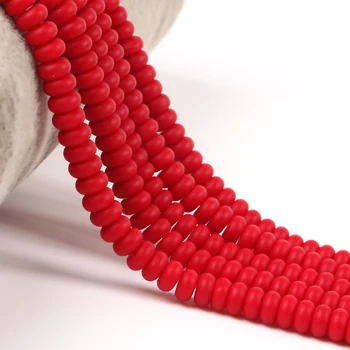 Perle od prirodnog Kamena 6x3 mm Mat Crvene Agatha Rondelle Odstojnik Slobodan Perle za Izradu Nakita Diy Narukvice Ogrlice Pribor 15