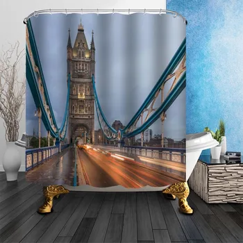 Poliester je tkanina Na Red London Tower bridge Zavjese za tuširanje Moderne Zavjese za kupaonicu 180x200 cm Vodootporan Ispis Zavjesa za kadu