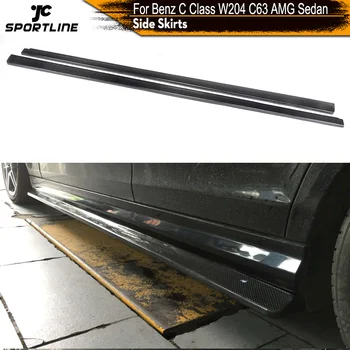 Pragovima od karbonskih Vlakana / FRP Pregača Produžni kabel za usne tijelo setove za Mercedes-Benz C-Class W204 C63 AMG 4 Vrata 2012 2013