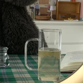 S Ručkom Prozirna Šalica od borosilikatnog stakla Pravokutni Jednoslojni Šalica za čaj, Sok, Бессвинцовая šolja za mlijeko, Uredski Čaša za vodu 2