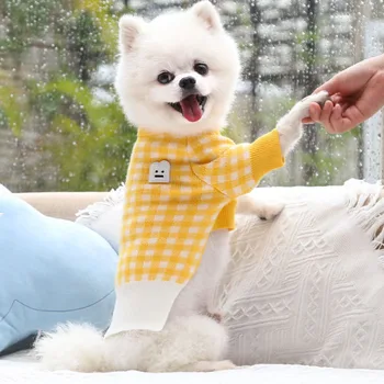 Slatka odjeća za pse Kockice pletene topli džemper za Male pse Srednje veličine Psa Francuski Buldog Jazavčar Pulover Kaputi i Veste Odijelo psi XL