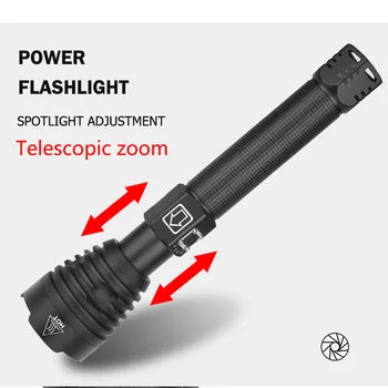 Super Svijetle led svjetiljka XHP90 s mehaničkim Zoom USB Punjiva Snažan Svjetiljku Vodootporan 18650 Taktički Bljeskalica Novi 0