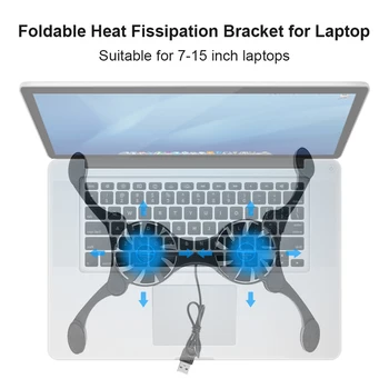 Tihi Tihi Hobotnica Laptop Dual Ventilator za Hlađenje Laptop Prijenosno Računalo Pribor Sklopivi USB Hladnjak Hladnjak za 7-15 cm