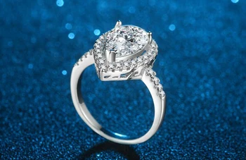 YINHED Moda Kruška rez CZ Dijamant Angažman Prstenovi za žene Elegantan Temperament Nakit 925 Sterling Srebra Zaručnički prsten ZR463