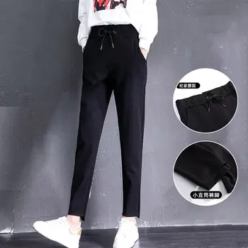 Ženske hlače s visokim strukom Studentski Hlače u korejskom stilu Crne uske Hlače ženske sportske hlače Hlače i jahaće hlače Ženske De Mujer 5