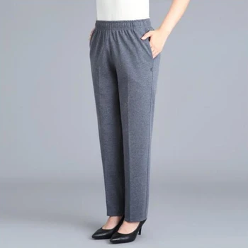 Ženske hlače srednje dobi Svakodnevne Slobodne hlače s elastičan struk Velike veličine Tople ženske Hlače za Proljeće, Jesen Zima Pantalon Femme 5XL