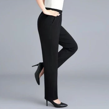 Ženske hlače srednje dobi Svakodnevne Slobodne hlače s elastičan struk Velike veličine Tople ženske Hlače za Proljeće, Jesen Zima Pantalon Femme 5XL 5