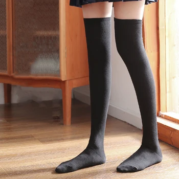 Ženske čarape Čarape Pamučne golfs iznad koljena, Pamuk duge čarape za djevojčice Ženske ženske duge čarape do koljena Tajice Zimske hlače