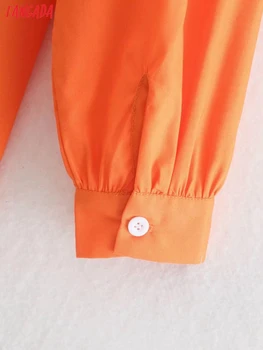 Тангада 2021 Jesenski ženska narančasta bluzu dugih rukava Moderan ženski uredski ženska košulja Blusas Femininas 2J66